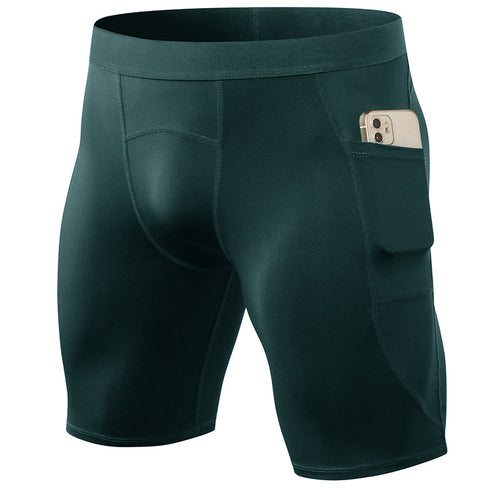 Men's Cool Dry Athletic Tights Compression Shorts with Pocket
