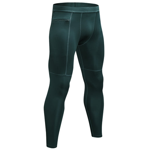 Men's Cool Dry Running Workout Compression Pants with Pocket