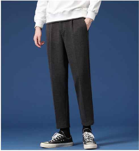 Men's Cropped Dress Pants Pleat Front Work Tapered Chino Pants