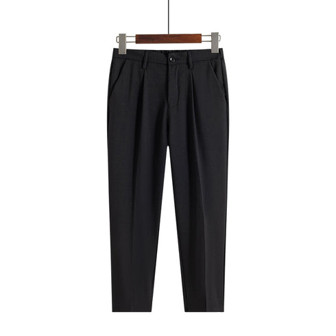 Men's Cropped Fleece-Lined Pleat Front Ankle-Length Dress Pants