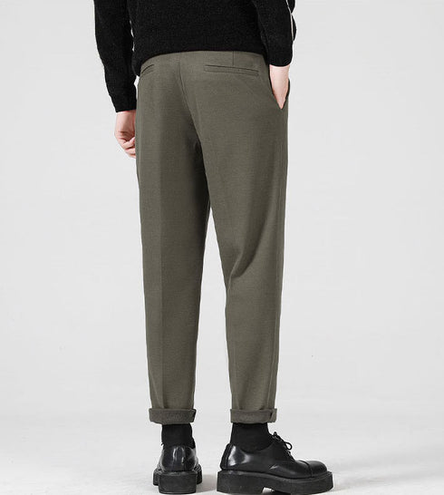 Men’s Basic Woolen Slim Fit Flat Front Dress Pants