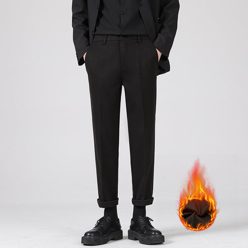 Men’s Basic Woolen Slim Fit Flat Front Dress Pants