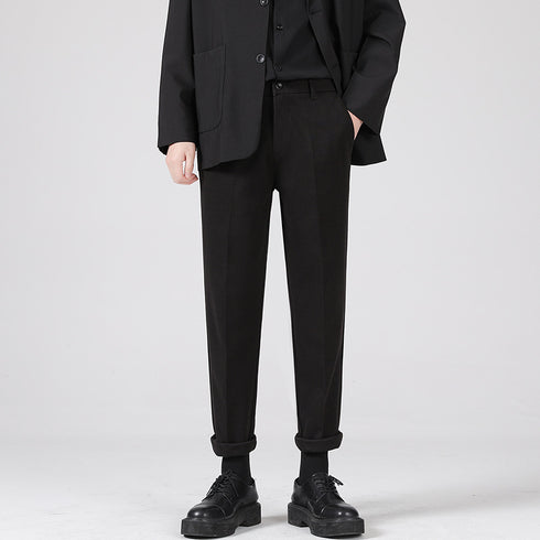 Men’s Basic Woolen Slim Fit Flat Front Dress Pants