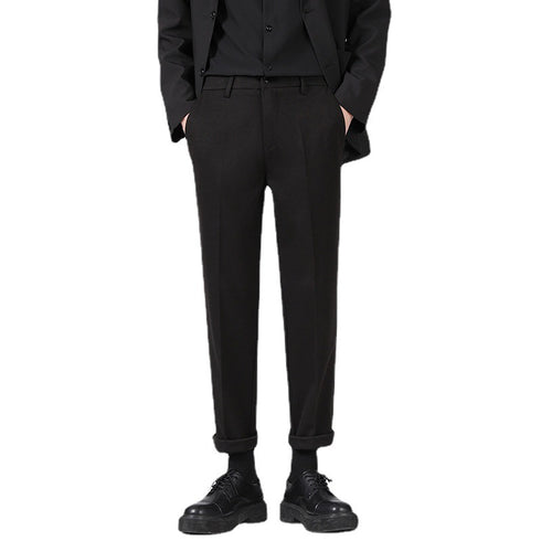 Men’s Basic Woolen Slim Fit Flat Front Dress Pants