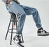 Men's Drawstring Elastic Wasit Plus Size Denim Joggers Pants