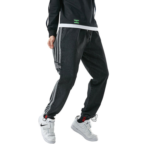 Men's Drawstring Elastic Wasit Plus Size Denim Joggers Pants
