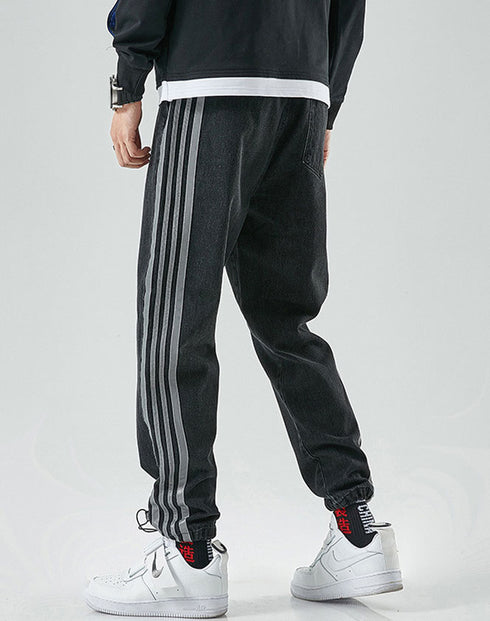 Men's Drawstring Elastic Wasit Plus Size Denim Joggers Pants