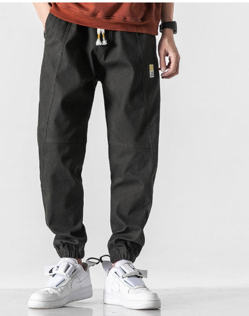 Men's Drawstring Jogger Jeans Washed Denim Pants