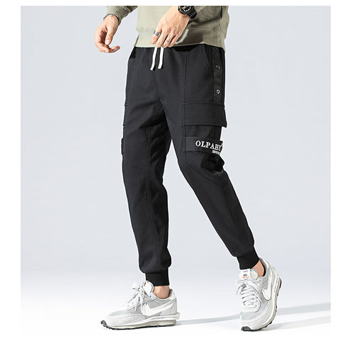 Men's Drawstring Jogging Cargo Casual Pants with Pockets