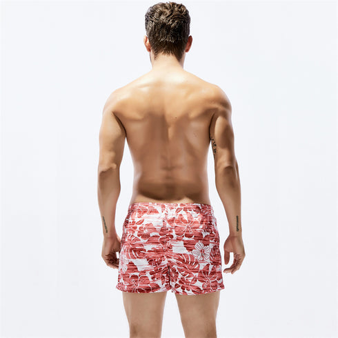Men's Drawstring Waist Printed Beach Shorts with Pocket