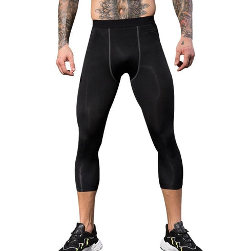 Men's Dry Fit Capri Workout Leggings Compression Pants