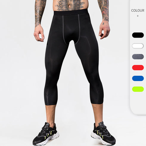 Men's Dry Fit Capri Workout Leggings Compression Pants