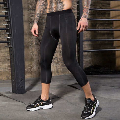 Men's Dry Fit Capri Workout Leggings Compression Pants