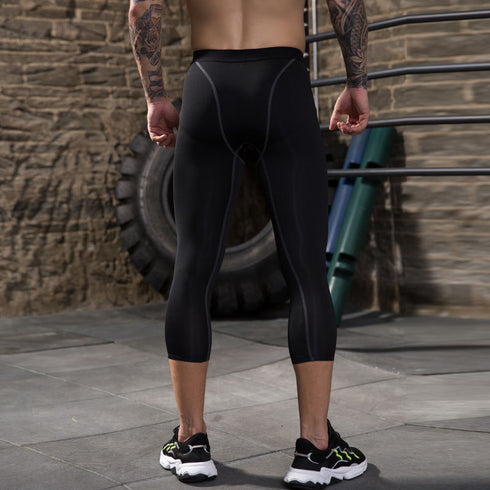 Men's Dry Fit Capri Workout Leggings Compression Pants