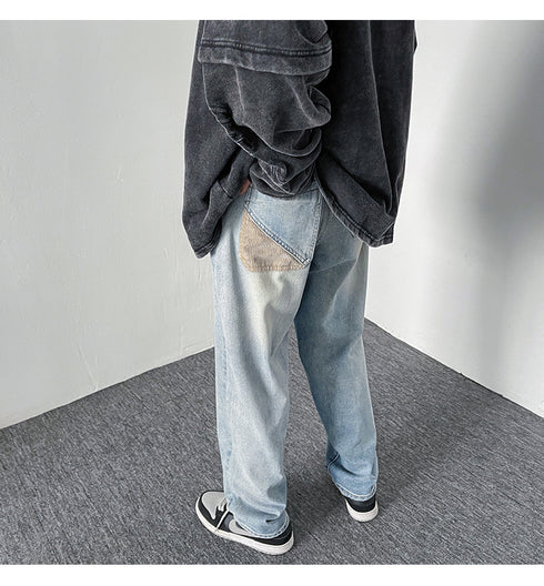 Men's Fashion Big Loose Relaxed Straight-Leg Jeans