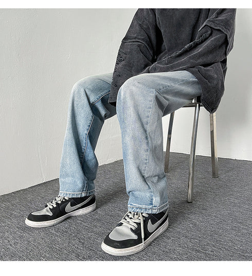Men's Fashion Big Loose Relaxed Straight-Leg Jeans
