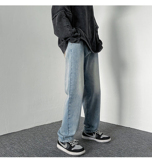 Men's Fashion Big Loose Relaxed Straight-Leg Jeans