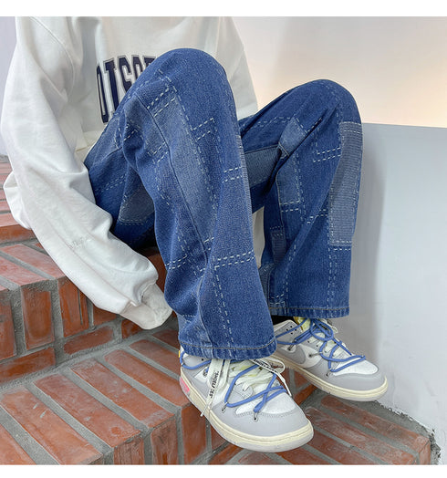 Men's Fashion Straight Wide-Leg Loose Relaxed Denim Jeans