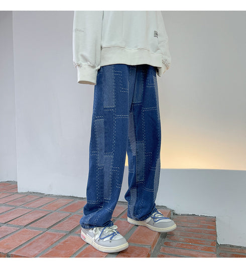 Men's Fashion Straight Wide-Leg Loose Relaxed Denim Jeans