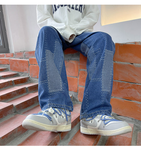 Men's Fashion Straight Wide-Leg Loose Relaxed Denim Jeans