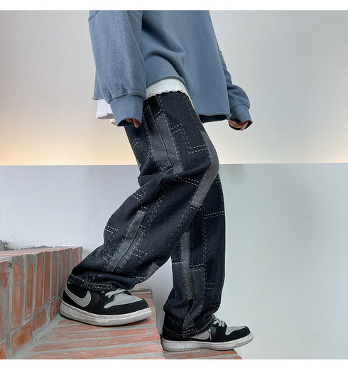 Men's Fashion Straight Wide-Leg Loose Relaxed Denim Jeans