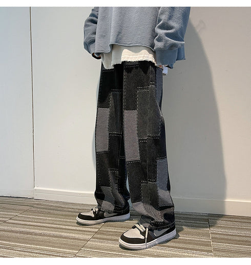 Men's Fashion Straight Wide-Leg Loose Relaxed Denim Jeans