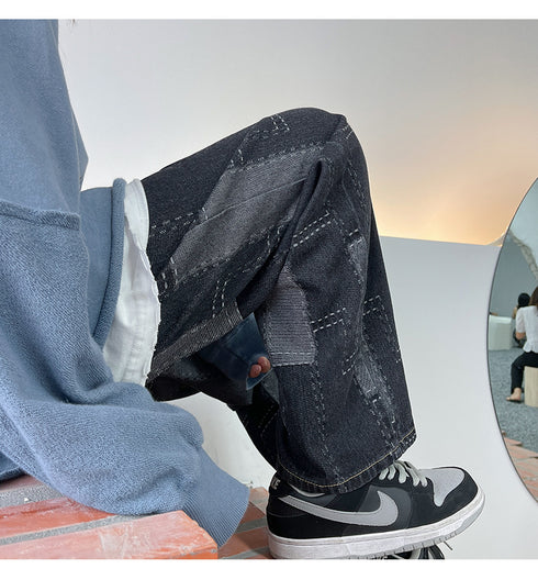 Men's Fashion Straight Wide-Leg Loose Relaxed Denim Jeans