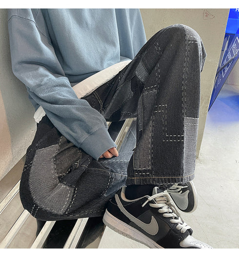 Men's Fashion Straight Wide-Leg Loose Relaxed Denim Jeans