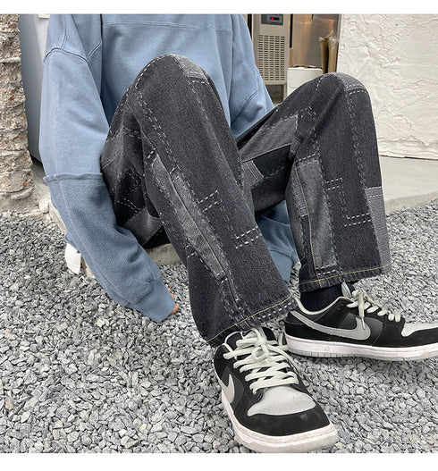 Men's Fashion Straight Wide-Leg Loose Relaxed Denim Jeans