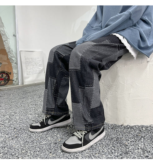 Men's Fashion Straight Wide-Leg Loose Relaxed Denim Jeans
