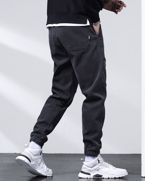 Men's Fleece-Lined Elastic Waist Harem Straight Leg Joggers