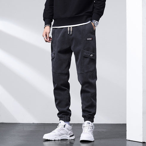 Men's Fleece-Lined Elastic Waist Harem Straight Leg Joggers