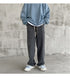 Men's Fleece-Lined Elastic Waist Loose Fit Straight Jeans Denim Pants