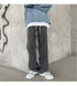 Men's Fleece-Lined Elastic Waist Loose Fit Straight Jeans Denim Pants