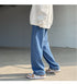 Men's Fleece-Lined Elastic Waist Loose Fit Straight Jeans Denim Pants