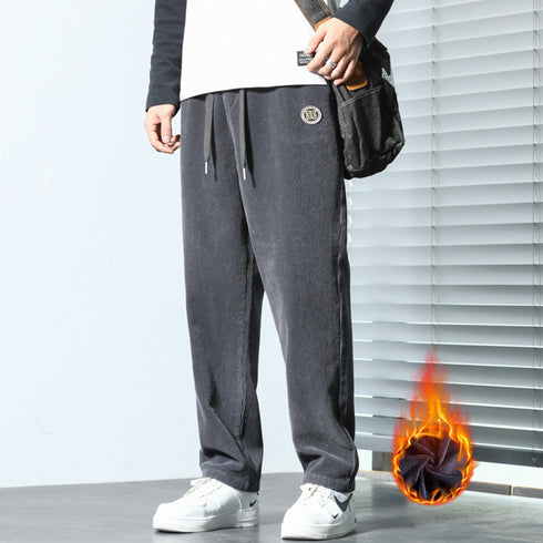 Men's Straight Leg Drawstring Basic Jogger Fleece Pants