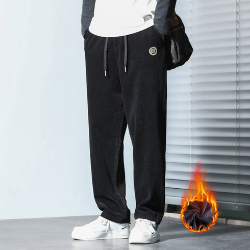 Men's Straight Leg Drawstring Basic Jogger Fleece Pants