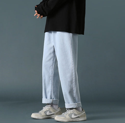 Men's Fleece-Lined Straight Wide Leg Denim Jeans