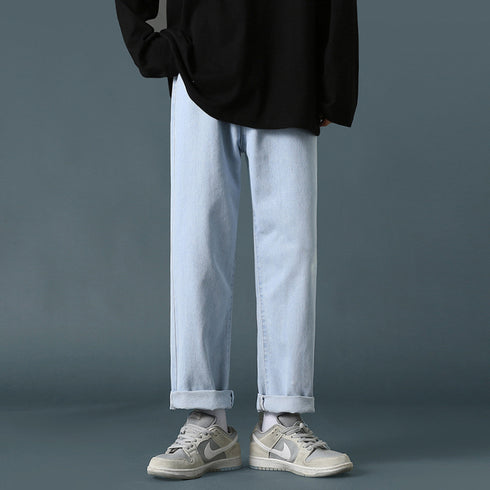 Men's Fleece-Lined Straight Wide Leg Denim Jeans