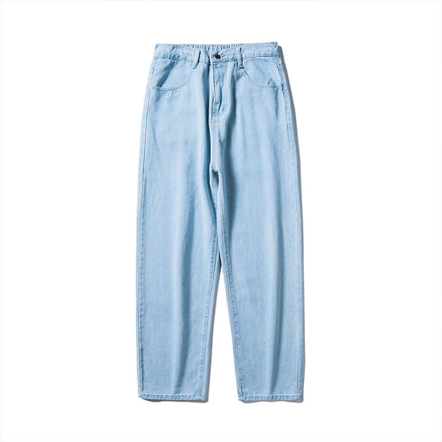 Men's Fleece-Lined Straight Wide Leg Denim Jeans