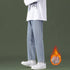Men's Fleece-Lined Straight fit Jeans Wide-Leg Denim Pants