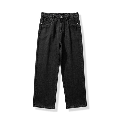 Men's Fleece-Lined Straight fit Solid Color Loose Denim Work Jeans