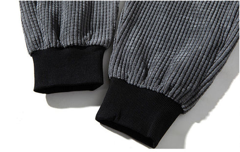 Men's Fleece Corduroy Plus Size Drawstring Jogger Trousers