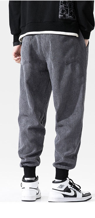 Men's Fleece Corduroy Plus Size Drawstring Jogger Trousers