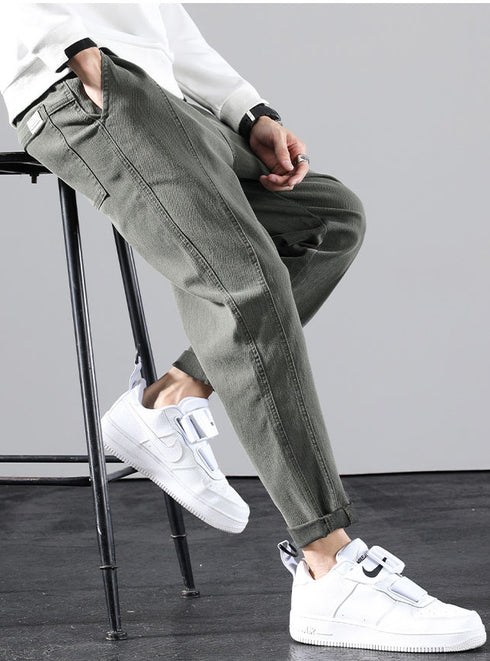 Plus Size Men's Straight Leg Fleece Cargo Pants for Workout