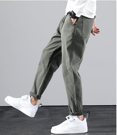 Plus Size Men's Straight Leg Fleece Cargo Pants for Workout