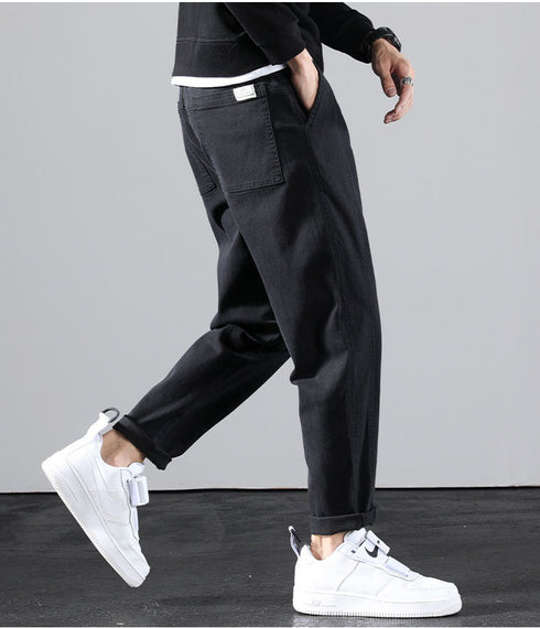Plus Size Men's Straight Leg Fleece Cargo Pants for Workout