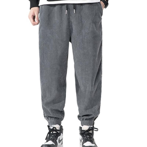 Men's Corduroy Fleece Jogging Elastic Waistband with Pockets