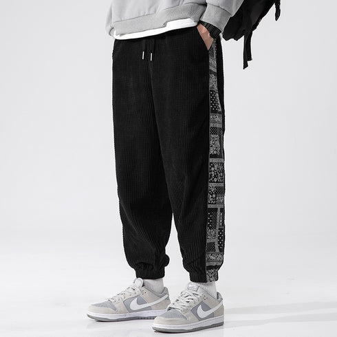 Men's Corduroy Fleece Jogging Elastic Waistband with Pockets