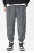 Men's Corduroy Fleece Jogging Elastic Waistband with Pockets